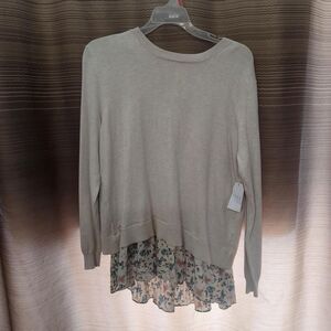 Time-and-tru Women's Cream and Tan Blouse